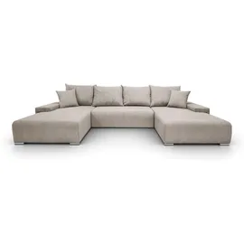 lookway Ecksofa LAVIO U mit Schlaffunktion und Bettkasten 3-Sitzer Beige