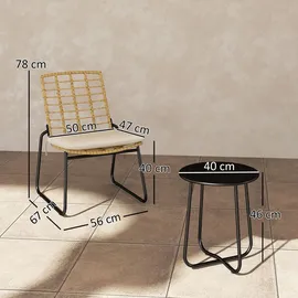 Outsunny Rattan Set 3-tlg. Beige/Braun
