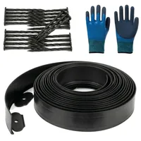 Flexible Rasenkante Kunststoff 10m×5cm - Garteneinfassung mit 60 Erdanker + Handschuhe, Halbrund kunststoff rasenkante,stein rasenkante,Beeteinfassung einfach verlegen, kein Graben nötig (Schwarz)