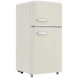 OKWISH Kühlschrank BCD-100C, 91 cm hoch, 45 cm breit, Doppeltür-Kühlschrank Retro-Kühlschrank weiß