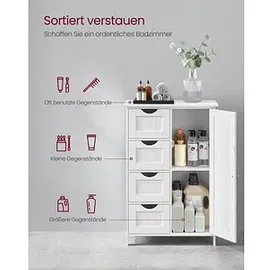 VASAGLE Badschrank LHC41W weiß 55,0 x 28,5 x 82,0 cm
