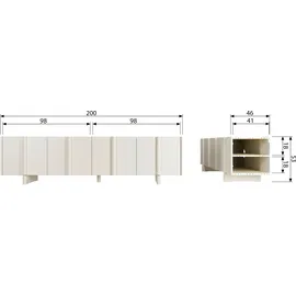 Woood Basu Lowboard 200 cm Grau Holz
