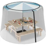 Relaxdays Moskitonetz Sonnenschirm, 250-300 cm, Eingangstür, verstellbares Mückennetz, Insektenschutz Polyester, schwarz