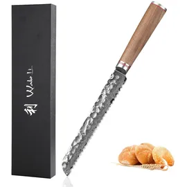 Wakoli Nussbaum Damast Brotmesser I 20 cm Klinge I Nussbaumholzgriff