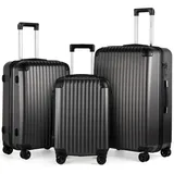 TANTOMI Kofferset 3-teilig, Hartschalenkoffer Set aus ABS, Reisekoffer mit Rollen, Gepäck-Sets (Set-M–L–XL, Dunkelgrau)