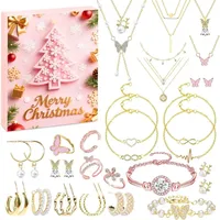 Kuvarix Schmuck Adventskalender 2025 für Frauen & Mädchen – 24x Roségold Schmuck mit Armband, Halskette & Ohrringen – Weihnachtskalender Ges... - Gold