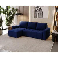 Fun Möbel Ecksofa Schlafsofa NOHA in Stoff Kronos Dunkelblau Ottomane Links - Blau