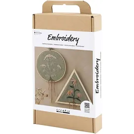 Creativ Company DIY Sets Sticken & Nadelstanzen Kreativ Set Sticken, Staubgrün, Stickrahmen, Kreativ Box