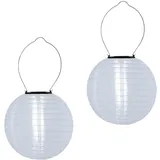 Solar Lampions Außen Wetterfest Lampions Solar Outdoor Solarlampions für außen, IP55 Wasserdicht Hängende Led Solar Laterne für Garten, Hof, Terrasse, Hochzeit, Halloween Fest Deko (30cm/2pcs/Weiß)