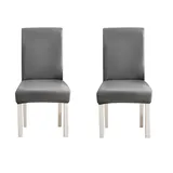 WWYL Esszimmer Stuhlhussen 2er/4er/6er Set, Wasserdichtes Pu Leder Stretch Stuhl-Universell Stuhlhussen Haus Büro Restaurant, Dekor Moderne Spann-Abdeckung (Grau,2-Stück)