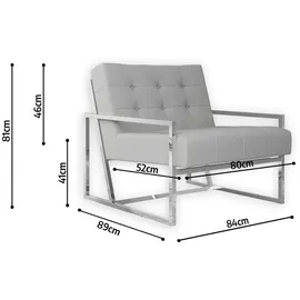 S-Style Loungesessel Elfriede Bouclé 84 x 81 x 89 cm Grau/Silber