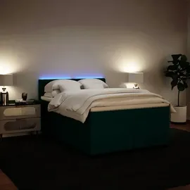 vidaXL Boxspringbett 140 x 200 cm Dunkelgrün