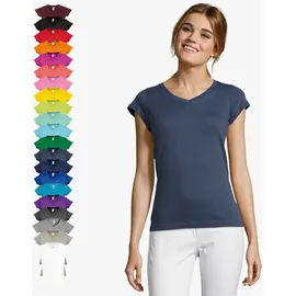 SOL ́S Sol\s - Damen V-Neck T-Shirt \"Moon\" - White / M"