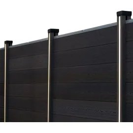 Home Deluxe Nutleiste mit Solar LED Beleuchtung CALLUX STRIPE - Menge: 4 | LED Nutleiste Gummi, Gummi Nutleiste mit LED, flexible Nutleiste LED - Schwarz