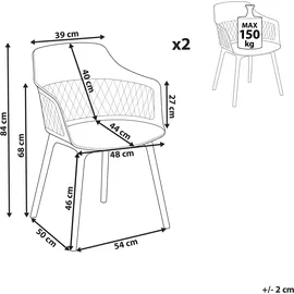 Beliani Esszimmerstuhl 2er Set ALMIRA Hellgrau