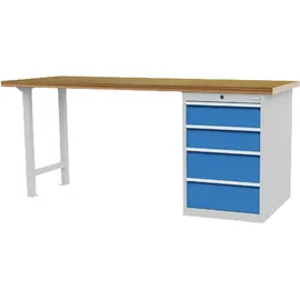 Bedrunka+Hirth Reihenwerkbank Breite 2.000 mm R 24-24 2x Schubladenblock mit je 4x Schublade BxTxH 2.000x750x859 mm, + Hirth Kastenwerkbank, BxHxT: 200 x 859 x 750 X