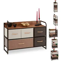 Relaxdays Schubladenschrank 58 x 87,5 x 31,5 cm Braun