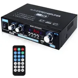 AK35 Hifi Verstärker Bluetooth 5.0 2.0 Kanäle 30W X 2 HiFi Stereo Amplifier Digital Endstufe Endverstärker Mini Radio Audio Verstärker Receiver mit FM-Radio, Fernbedienung, SD-Karte, USB, BT