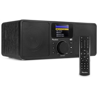 Audizio Rome, DAB Plus und Internetradio mit Bluetooth, WLAN LAN, Fernbedienung, Line-in, Line-Out, 2 x 25 Watt Stereo-Lautsprecher, UKW, 99 Speicherplätze, Alarm, Sleeptimer - Schwarz