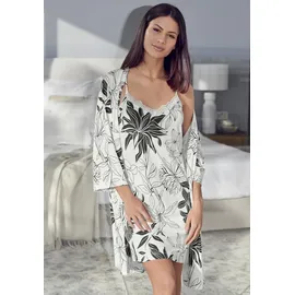 LASCANA Negligé Floral Weiß 36/38