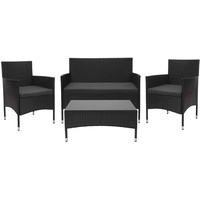 MCW Poly-Rattan Garnitur MCW-F55, Balkon-/Garten-/Lounge-Set Sofa Sitzgruppe ~ schwarz, Kissen dunkelgrau