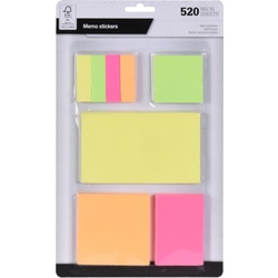 Haftnotiz Klebezettel Haftzettel 520 Stk. div. Größen Neonfarben Sticky Notes