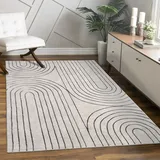 Paco Home Teppich »Tuana 215«, rechteckig, 15 mm Höhe, Kurzflor, Regenbogen, Hoch-Tief Struktur, Scandi-Look grau