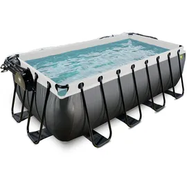 EXIT TOYS Black Leather Pool Set 400 x 200 x 122 cm inkl. Sandfilterpumpe und Abdeckung + Zubehörset