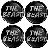 SkinoEu 4 x 68 mm Aufkleber Aufkleber für Radkappen Nabenkappen Nabendeckel Radnabendeckel Rad-Aufkleber Schwarz Silber Beast Logo A 3168