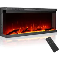 M.C.Haus 3-seitiger Luxus-Elektrokamin mit 3 Installationsmöglichkeiten, Einbaukamin an Multi-Media-Wand, elektrischer Flammeneffekt mit 9 Farben, 1800W, 102cm/40, Schwarz