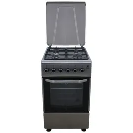 GASLINE Gas-Elektro Standherd SHGE5060INX Elektrobackofen mit Gaskochfeld 50 cm Edelstahl Umluft, Grill mit Drehspieß