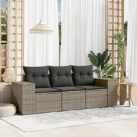 Festnight Balkon Lounge Klein mit Stauraum Gartensofa 3 Sitzer Rattan Sofa Gartenlounge Balkon Sofa Lounge Sofa Outdoor Rattansofa Polyrattan Balkonmöbel Couch Gartenmöbel