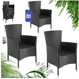 CASARIA Polyrattan Gartenstuhl 3er-Set Schwarz stapelbar