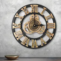 ALEENFOON Uhr Leise Wanduhren, 3D Gear Vintage Industrial Silent Nicht tickend Römischen Ziffern hängende Uhr für Wohnzimmer Küche Ohne Tickgeräusche Innenuhr (30CM, Roman Numerals)