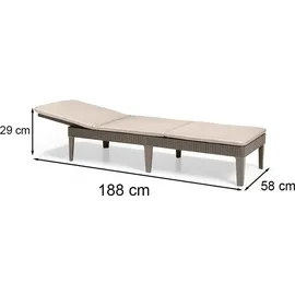 KETER Jaipur Gartenliege 195 x 65 x 22 cm Braun