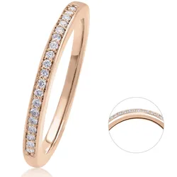 Diamantring ONE ELEMENT "0.09 ct Diamant Brillant Memoire Ring 585 Rotgold" Gr. 58, rosa (rosé), Fingerringe, Damen, 58, Rotgold 585-Diamanten, Rotgold 585, Diamanten, Damen Gold Schmuck Memoire