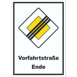 HB-Druck Vorfahrtstraße Ende Schild A4 Rückseite selbstklebend