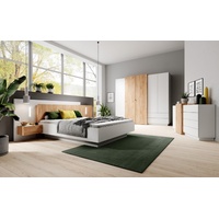 ROYAL24_MARKT Schlafzimmer-Set - Harmonische Gestaltung für erholsame Nächte, (Komplett Set, 3-St., Premium - SUZI), Zeitgemäßes Design - Stilvolle Beleuchtung - Perfekte Qualität. weiß