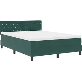 vidaXL LED Boxspringbett mit Matratze Dunkelgrün 140 x 190 cm Samt