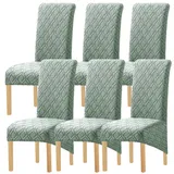 MINGPINHUIUS Stuhlhussen – Hochelastische Stuhlhussen für Esszimmer, hohe Rückenlehne, XL-Stuhlhussen, 6er-Set, Esszimmerstuhlhussen für Esszimmer, Hochzeit, Hotel, Bankett, Party (Grün)
