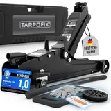 Tarpofix® Wagenheber 2,5t hydraulisch (85-380 mm Hubhöhe) | Premium-Komplettset Hydraulik Rangierwagenheber 2,5t mit Koffer | Hydraulischer Wagenheber flach für SUV & tiefergelegte Autos | Schwarz