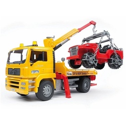 Bruder® Spielzeug-LKW MAN TGA - Abschlepp-LKW mit Geländewagen - gelb/rot gelb|rot