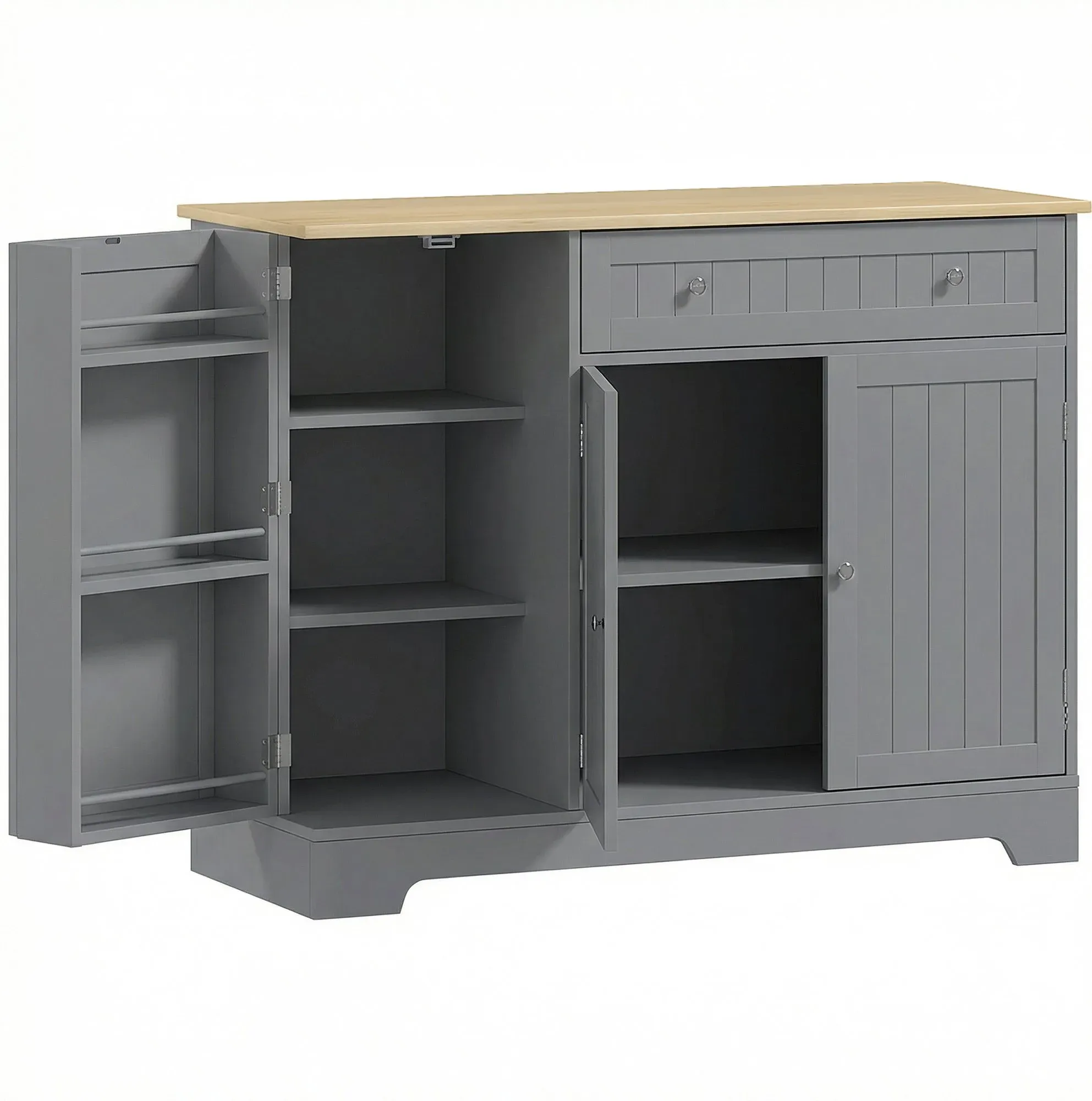 HOMCOM Küchenbuffet, Küchenschrank mit 3 Türregalen, 1 Schublade, verstellbaren Einlegeböden, Sideboard für Esszimmer, 105x40x83 cm, Grau   Aosom