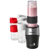 CONCEPT Hausgeräte sm3385 Smoothie Maker "Active-Smoothie" mit 3 Trinkflaschen, 500 W, schwarz