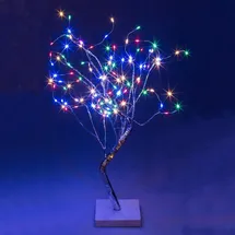 Out of the Blue LED-Lichterkette Bunter Lichterbaum 108 farbige LEDs Batterie 108-flammig Silberfarben