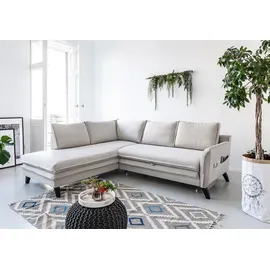 miuform Charming Charlie | Ecksofa mit Bettfunktion und Bettkasten L-Form Links | Beige | Sofa Schlafsofa Couch | Beige