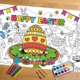 AhfuLife Papiertischdecke zum Ausmalen Ostern, 180 x 80cm Ostern Basteln Ausmaltischdecke Bastelposter Ostergeschenke Kinder Deko Osterparty Mal Mich Bunt (Stil A)