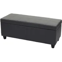 Mendler Aufbewahrungs-Truhe Kriens, Sitzbank Bank, Kunstleder, 45x114x45cm ~ grau