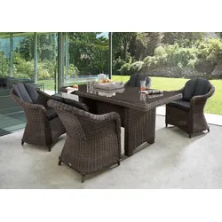 Garten-Essgruppe DESTINY "MALAGA LUNA", grau (vintage grau), Aluminium, Geflecht Rattan, Polyrattan, Sitzmöbel-Sets, Aluminium, Polyrattan