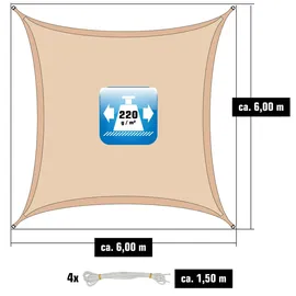 AMANKA Sonnensegel Wasserdurchlässig 6x6 - Viereckig - Sonnenschutz Garten Terrasse